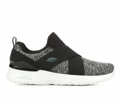 Wholesale 🧨 Women's Skechers 149345 Air Dynamite Big Step Slip-On 👟 Sneakers Black/Gray/Turq 😍