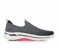 Budget 🤩 Women's Skechers Go GO WALK Arch Fit 124873 Slip-On 👟 Shoes Black/Hot Pink 🤩
