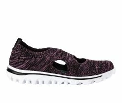 Coupon 😀 Women's Propet TravelActiv Avid Slip-On 👟 Sneakers Black/Berry ❤️