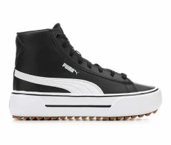 New 🛒 Women's Puma Kaia Mid L 👟 Sneakers Blk/Wht/Gum 🎉