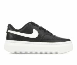 Flash Sale ✔️ Women's Nike Court Vision Alta Leather Platform 👟 Sneakers Black/White 🧨