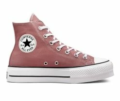 Outlet ⌛ Women's Converse Chuck Taylor Seasonal Lift Hi Sustainable Platform 👟 Sneakers Mauve/White 😉