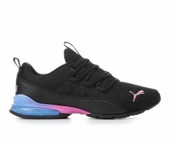 Outlet 💯 Women's Puma Riaze Prowl SH Fade 👟 Sneakers Black/Lt Blue 🎉