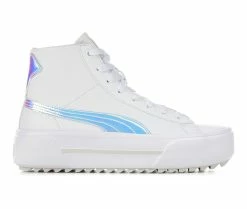 Best Pirce ❤️ Women's Puma Kaia Mid Iridescent Platform 👟 Sneakers White/Iri 🛒