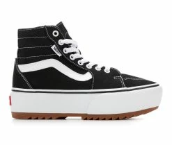 New ✔️ Women's Vans Filmore Hi Platform St Skate 👟 Shoes Black/White 💯