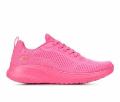 Outlet 🥰 Women's Skechers 117216 BOBS Squad Chaos 👟 Sneakers Hot Pink 🥰