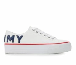 Outlet 🎁 Women's Tommy Hilfiger Helien Platform 👟 Sneakers Wht/Naval Blue 🌟