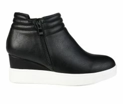 Top 10 😀 Women's Journee Collection Remmy Wedge 👟 Sneakers Black 🔥