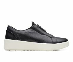 Budget 💯 Women's Clarks Layton Rae Fashion 👟 Sneakers Black Leather 😀 -DC Shoes - shop 1 641