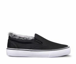 Promo ✨ Women's Lugz Clipper LX Fleece Slip-On 👟 Sneakers Black/White ❤️