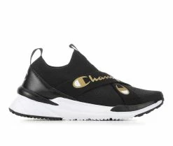 New ✔️ Women's Champion Kinna V Over Lo Slip-On 👟 Sneakers Black/Gold ✔️