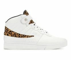 Discount 🔔 Women's Fila Vulc 13 Wild High Top 👟 Sneakers White/Leopard 🔥