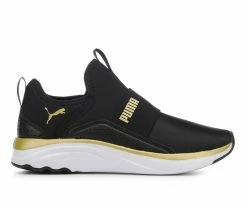Discount 🎉 Women's Puma Softride Sophia Slip-On Shine 👟 Sneakers Black/Gold 🔔