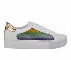 Best Pirce 🥰 Women's Nine West Pacee Platform 👟 Sneakers White/Rainbow 👍