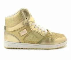 New 🎁 Women's Pastry Glam Pie Glitter High Top 👟 Sneakers Gold 💯
