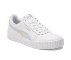 Best Sale 🤩 Women's Puma Carina L Prismatic 👟 Sneakers White/Silver 🤩 -DC Shoes - shop 2 267