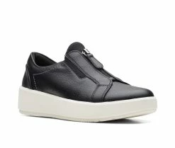 Budget 💯 Women's Clarks Layton Rae Fashion 👟 Sneakers Black Leather 😀 -DC Shoes - shop 2 320
