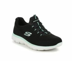 Best Pirce ❤️ Women's Skechers 149206 Summits Cool Classic Slip-On 👟 Sneakers Black/Turquoise 🔔 -DC Shoes - shop 2 586