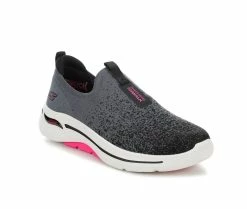 Budget 🤩 Women's Skechers Go GO WALK Arch Fit 124873 Slip-On 👟 Shoes Black/Hot Pink 🤩 -DC Shoes - shop 2 639