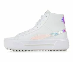 Best Pirce ❤️ Women's Puma Kaia Mid Iridescent Platform 👟 Sneakers White/Iri 🛒 -DC Shoes - shop 3 129