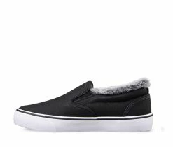 Promo ✨ Women's Lugz Clipper LX Fleece Slip-On 👟 Sneakers Black/White ❤️ -DC Shoes - shop 3 438